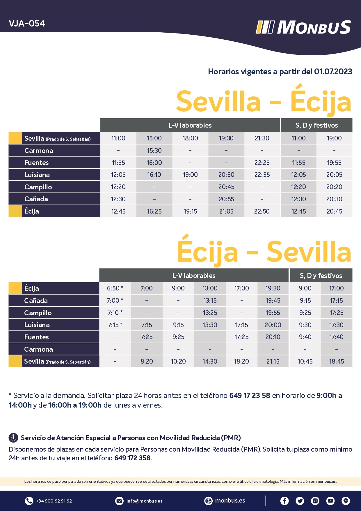 HORARIO VERANO AUTOBUS