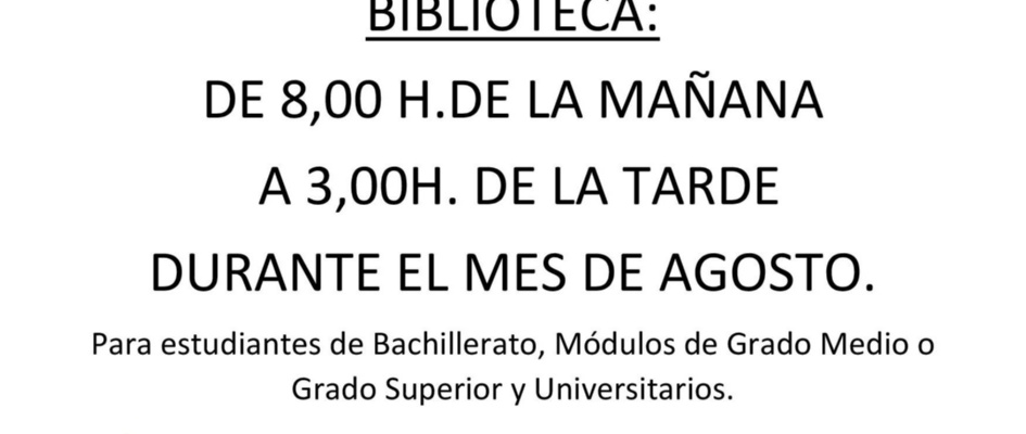 HORARIO DE ESTUDIO DE LA BIBLIOTECA