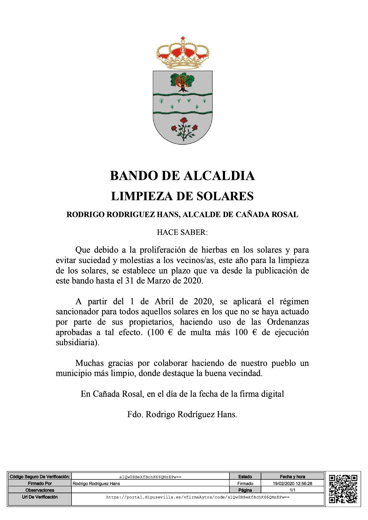 BANDO DE ALCALDIA solares sucios 2020