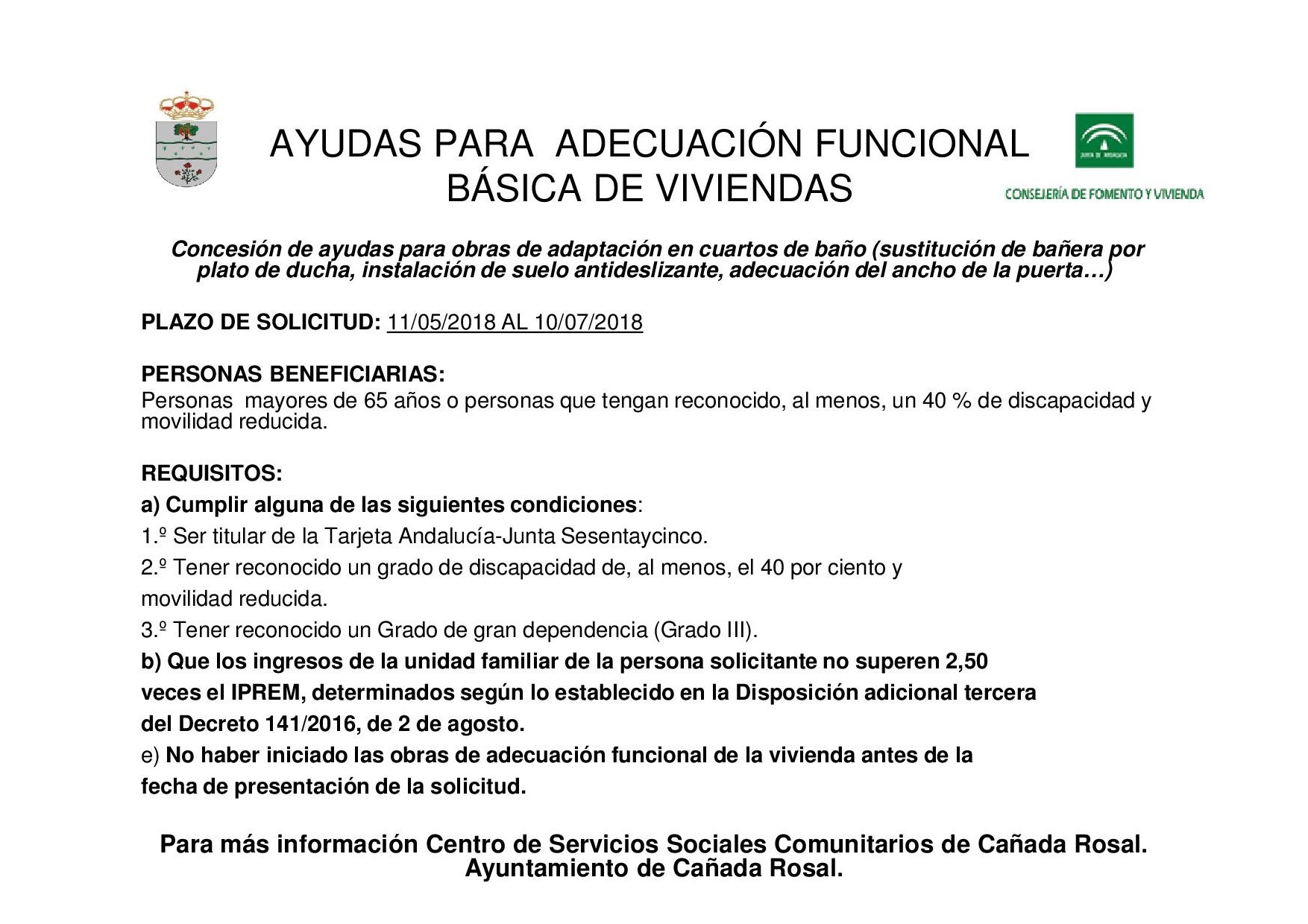 CARTEL INFORMATIVO ayudas para adecuacion funcionla basica de viviendas